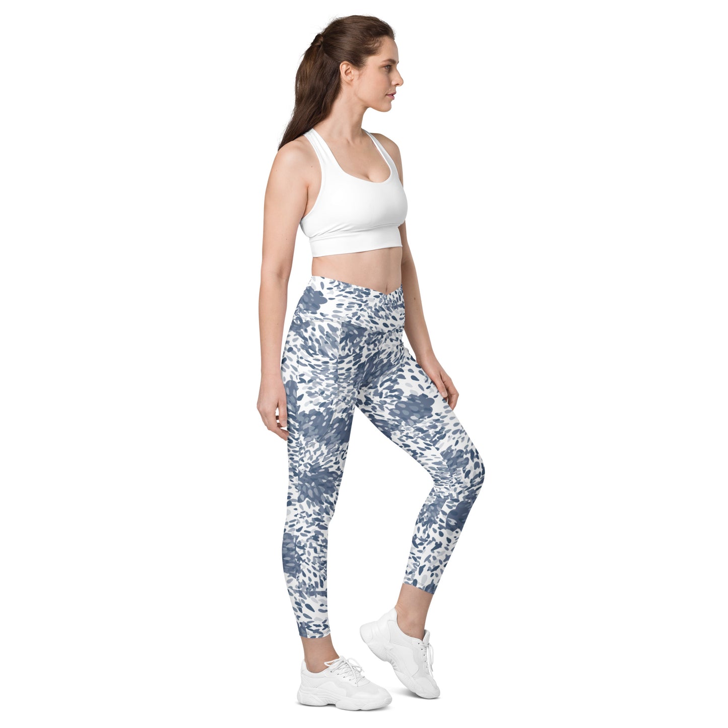 Aqua dots Crossover leggings with pockets